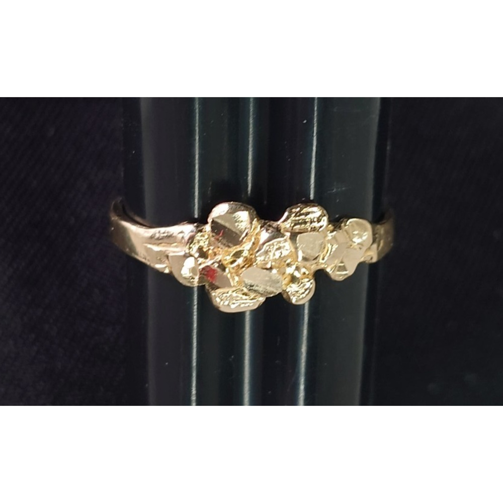 Size 6.5 Nugget Style Band Ring Real Solid 14K Yellow Gold For Women Kids new